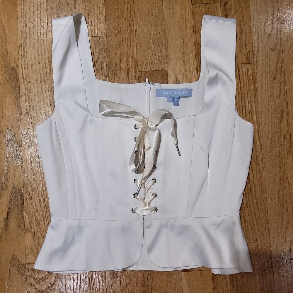 NWOT Hill House Ivory Satin Corset Top Size S